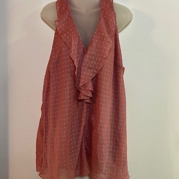 Maurices Tops - Maurices mauve chiffon dot ruffled neckline sleeveless flowy blouse. Size 2X